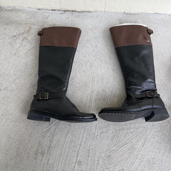 Black And Brown Leather Knee 7 B 9 F - Picture 2 of 4